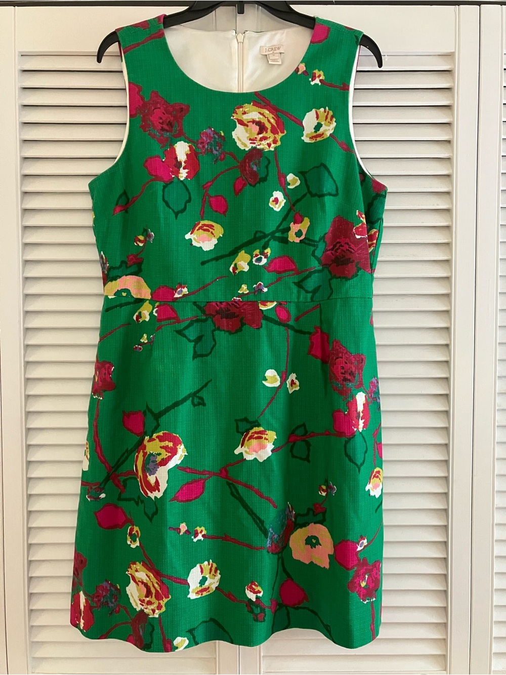 J. Crew Green & Fuchsia Floral Print Dress